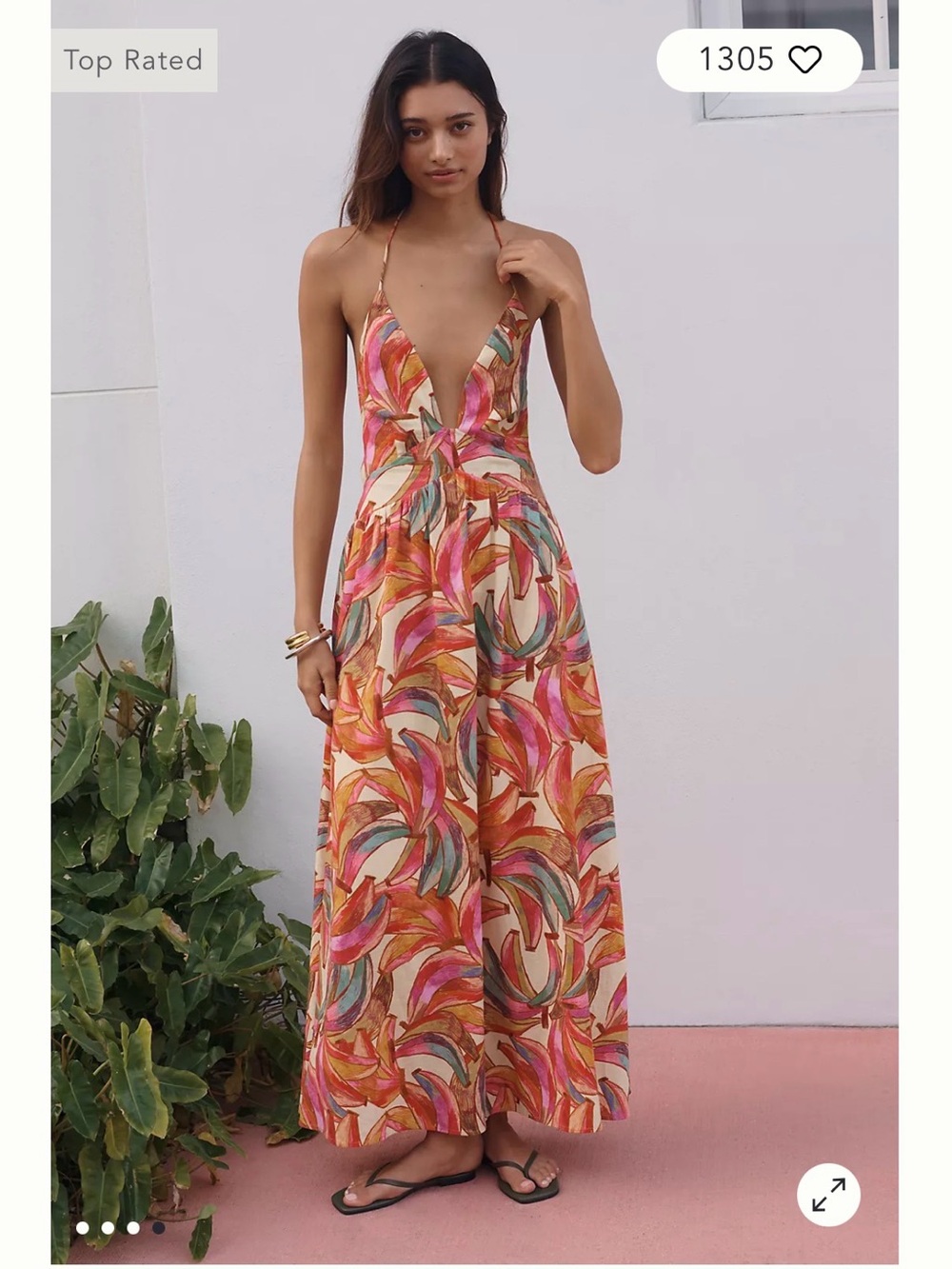 Farm Rio x Anthropologie Plunge-Neck Maxi Dress